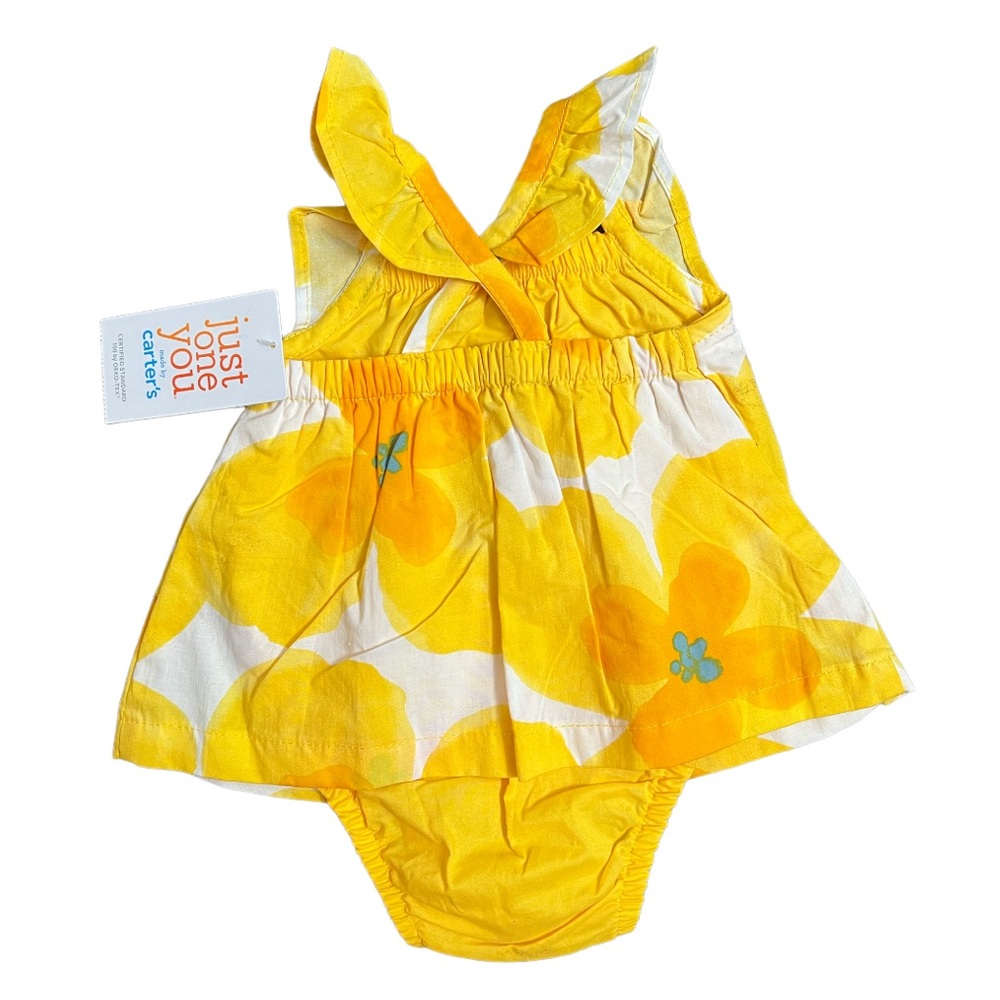 Carters, New Born, Onesie, Yellow, Floral, Summer Dress. - Picture 2 of 4
